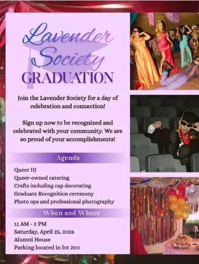 An image advertising a ‘queer’ graduation event at the University of Arkansas; UA Lavender Society/Instagram